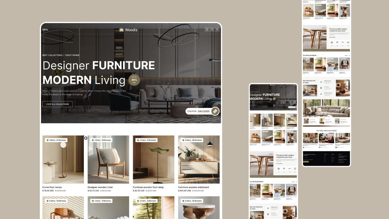 Weblta Homepage design for a modern furniture.