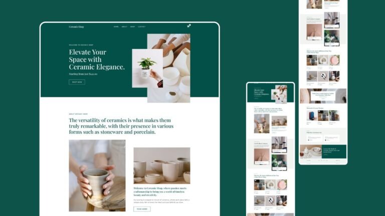 Modern ceramic eCommerce homepage design featuring handmade product.
