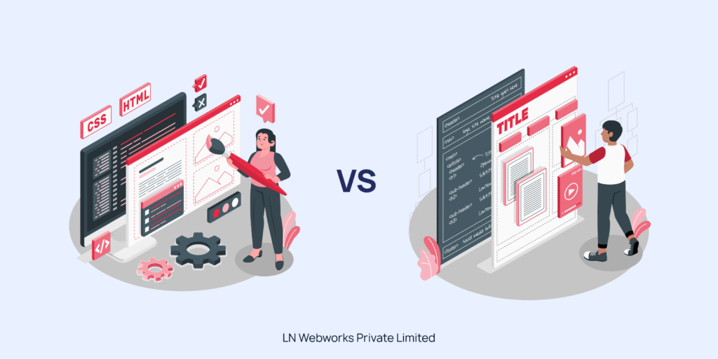 Comparison between template-based e-commerce store and custom-developed online store interfaces